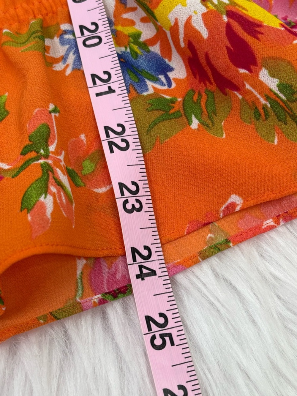 CHAPS Women’s Large Orange Floral Print Blouse Tie‎ Neck Woven Fabric Small Flaw - Picture 13 of 16